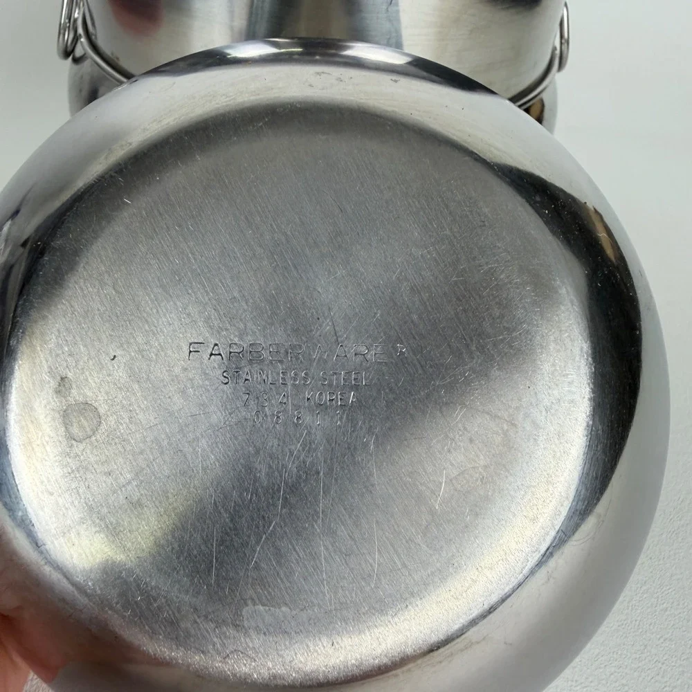 Farberware Mixing Bowls Vintage Stainless Steel Nesting Set of 3 Ring Handles